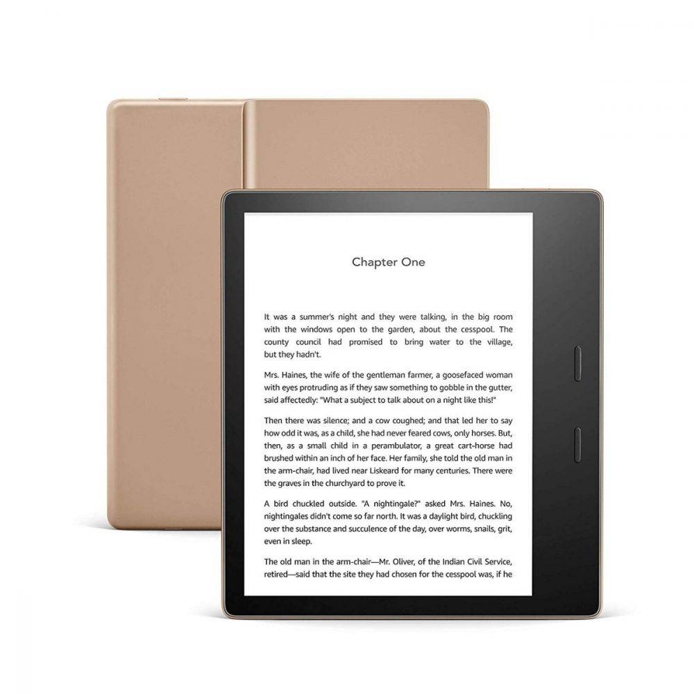 Na zdjęciu przedstawiony został Czytnik e-booków Kindle Oasis 3 Gold.