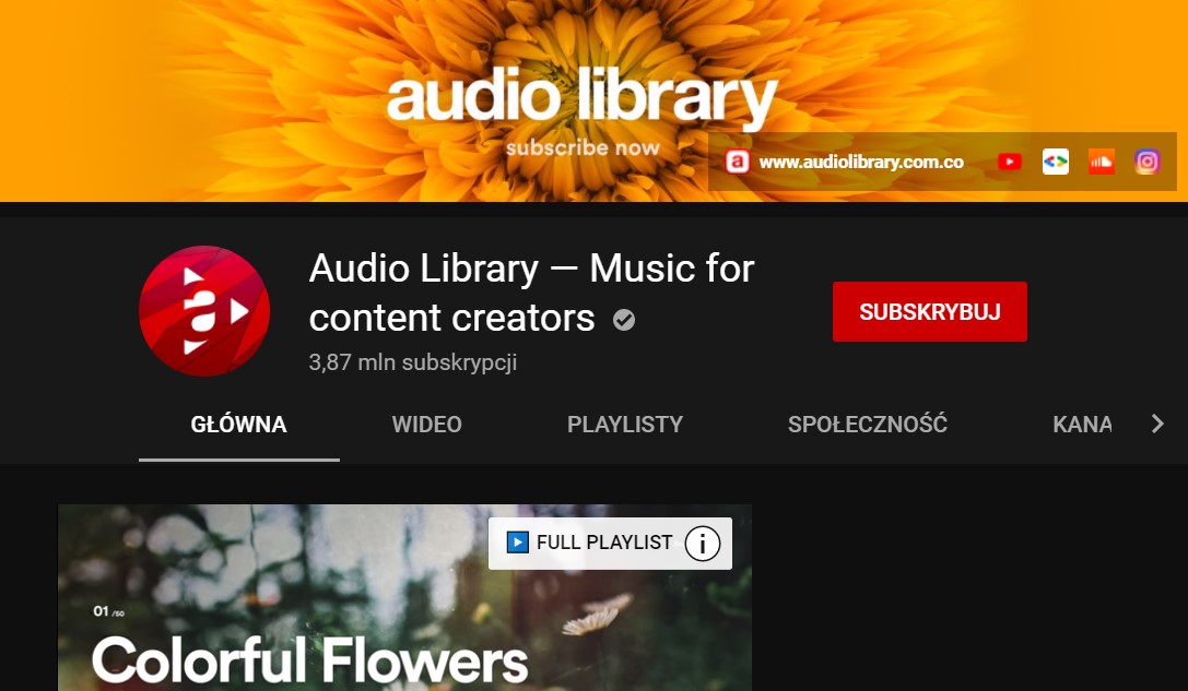 darmowa muzyka do filmów Audio Library na YouTube