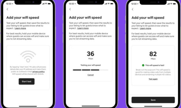 Airbnb dodało test szybkości Internetu do swojej aplikacji