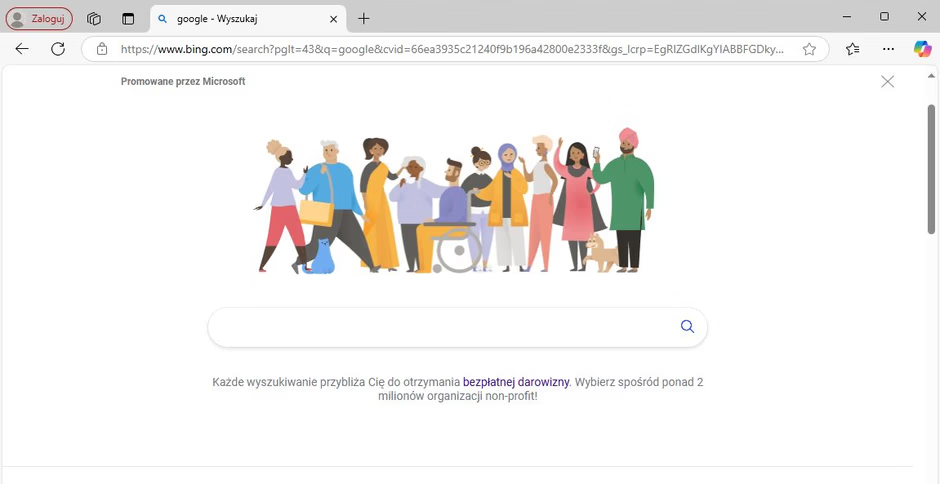 Bing podszywa się pod Google?