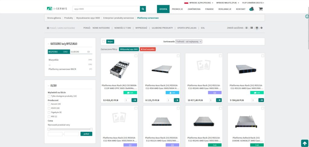 Serwery oparte o AMD EPYC™ 9005 w iserwis